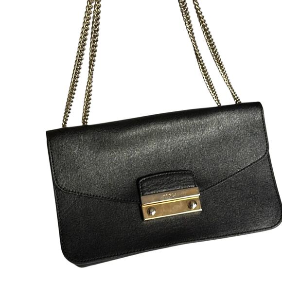 Furla Black Leather 2-way Chain Shoulder Bag - Picture 1 of 8